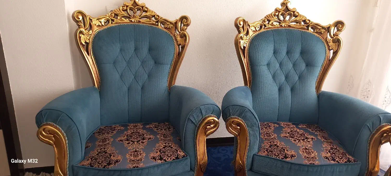 مبل سلطنتی رنگ آبی نوهس|مبلمان خانگی و میز عسلی|برخوار, |دیوار