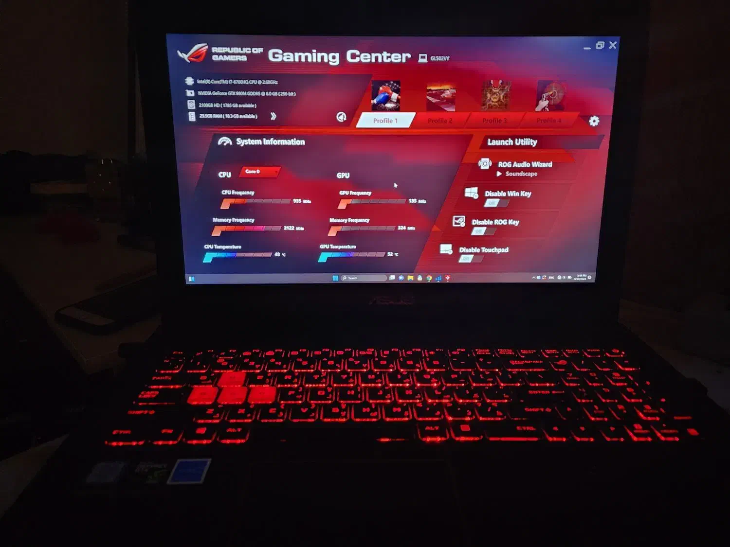 لپتاپ asus gl502vy 980 8gb 24gb ram|رایانه همراه|کرج, گوهردشت|دیوار