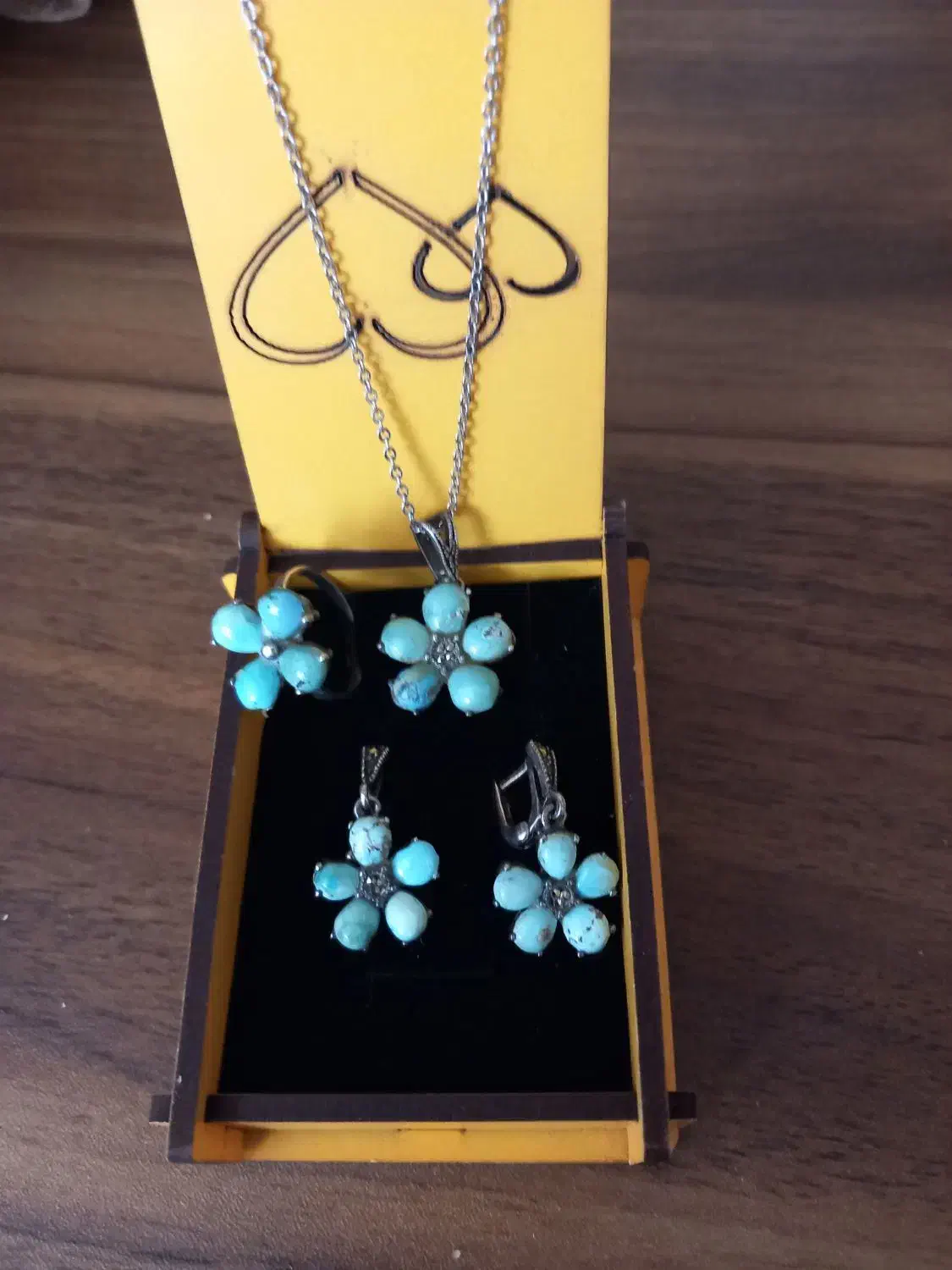 سرویس نقره با سنگ فیروزه اصل|جواهرات|قائمشهر, |دیوار