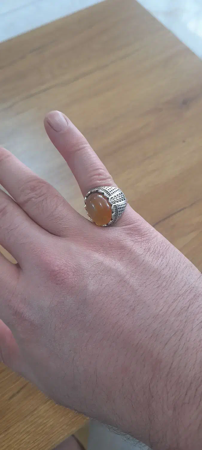 انگشتر عقیق پرتقالی رگه خونی دار|جواهرات|برازجان, |دیوار