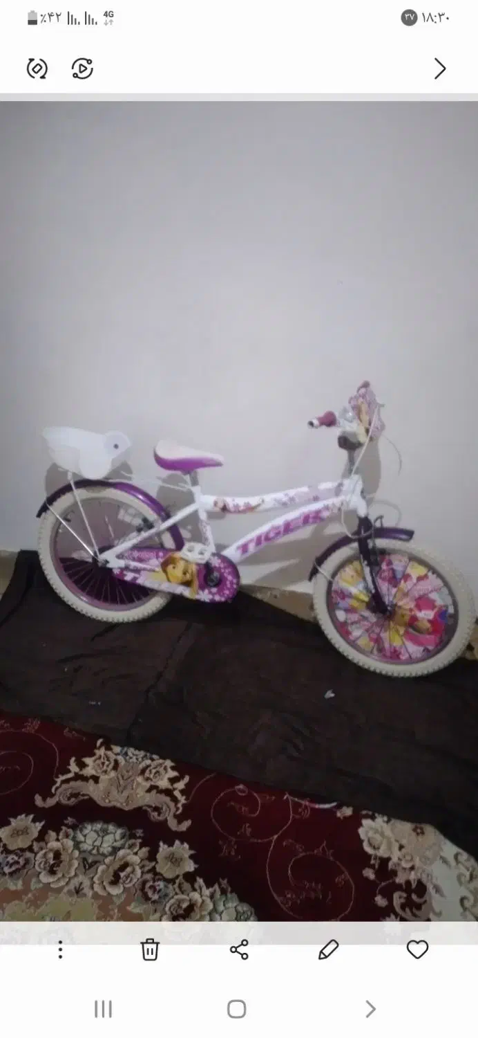 دوچرخه دخترانه سایز ۲۰  یا ۲۲ در حدنو|دوچرخه، اسکیت، اسکوتر|محمدشهر, شهرک چمران|دیوار