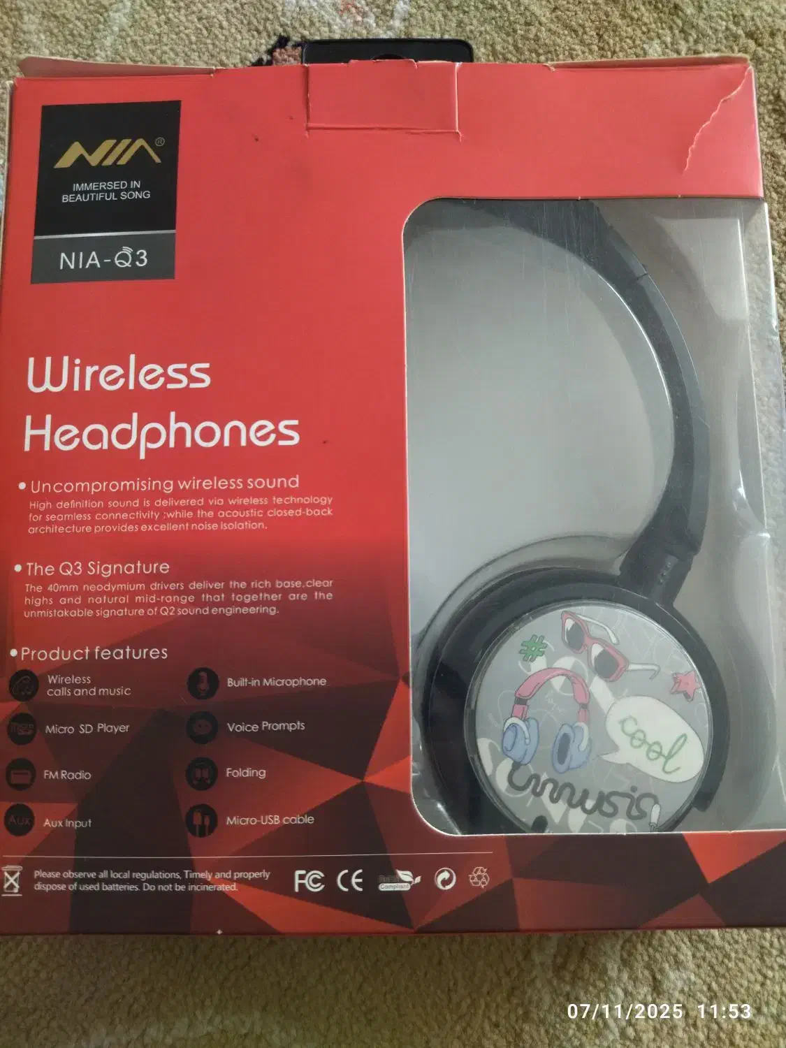 هدفون بلوتوثی  نیا کیو3 معموری خور|لوازم جانبی موبایل و تبلت|مشهد, شهرک شهید باهنر|دیوار