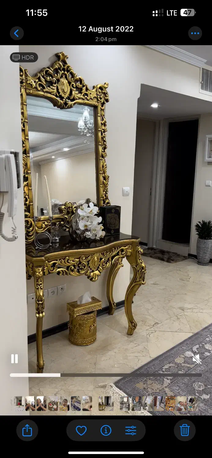 اینه کنسول ورق طلا کاملا نو|بوفه، ویترین، کنسول|تهران, باغ فیض|دیوار