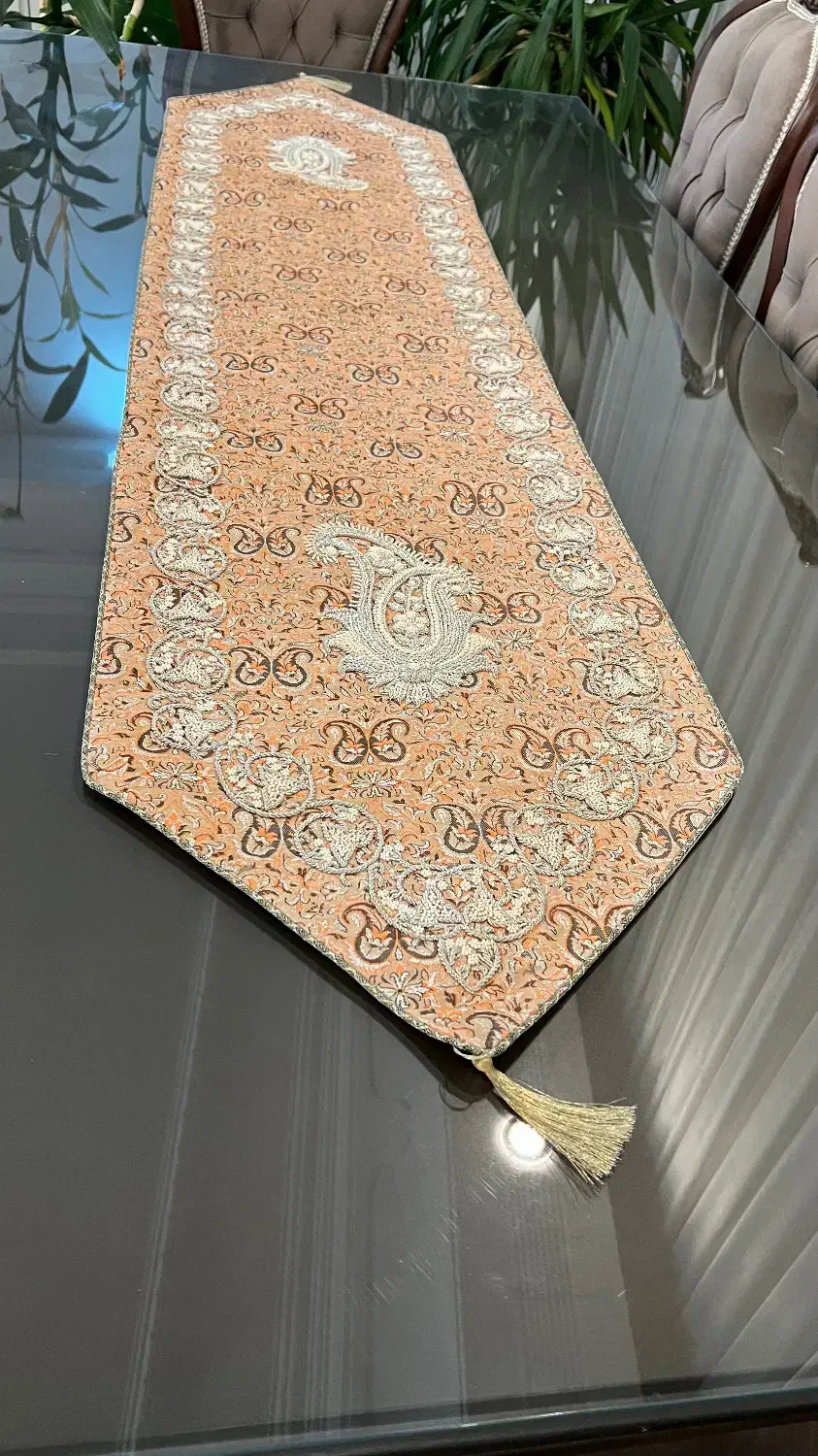 رومیزی ترمه و سرمه دوزی کار دست|پرده، رانر، رومیزی|محلات, |دیوار