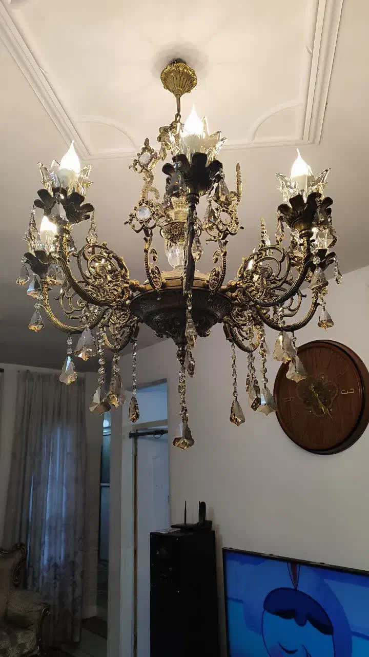 لوستر برنجی ۸ شاخه|لوستر و چراغ آویز|چهاردانگه (تهران), |دیوار