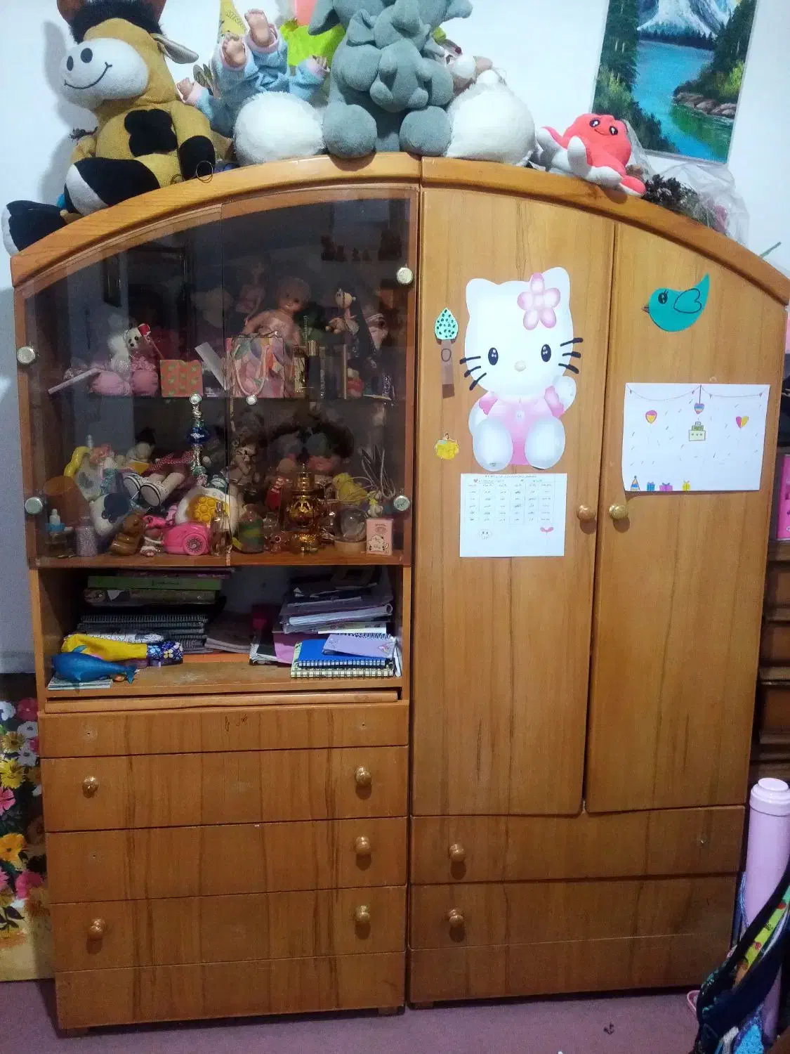 کمد دوتکه چوبی|جاکفشی، کمد، دراور|مرودشت, مسجد رسول|دیوار