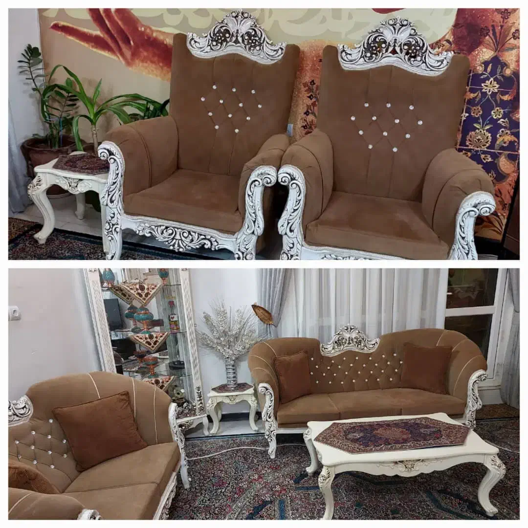 یک سرویس مبل ۷نفره شیک و جلو مبلی ودوعسلی|مبلمان خانگی و میز عسلی|سیرجان, |دیوار