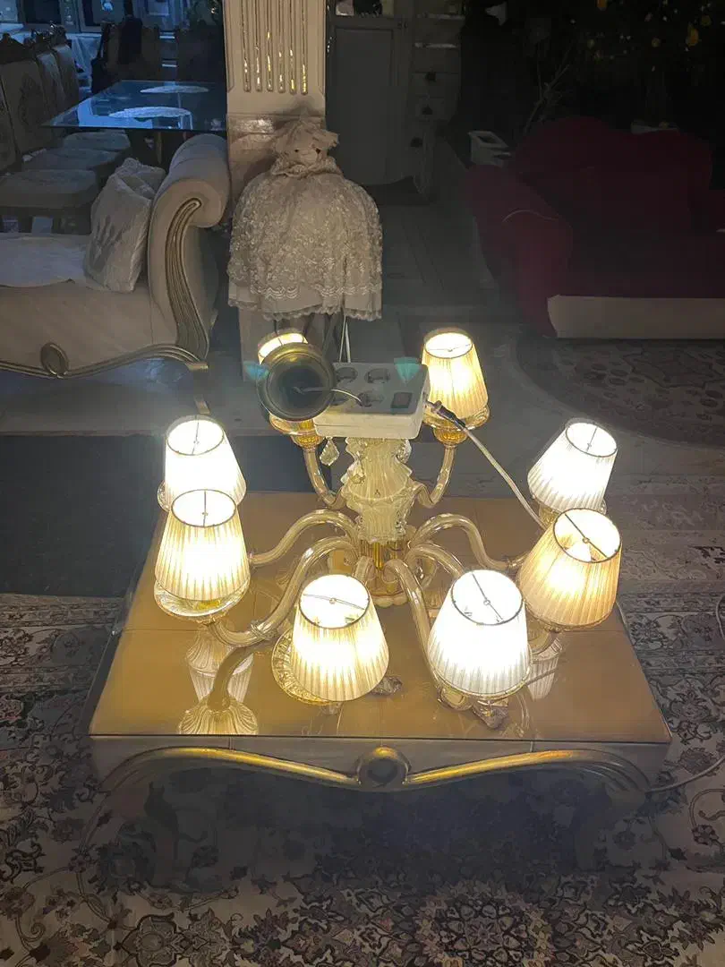 لوستر کریستالی ۸ شاخه|لوستر و چراغ آویز|شهریار, شهریار|دیوار