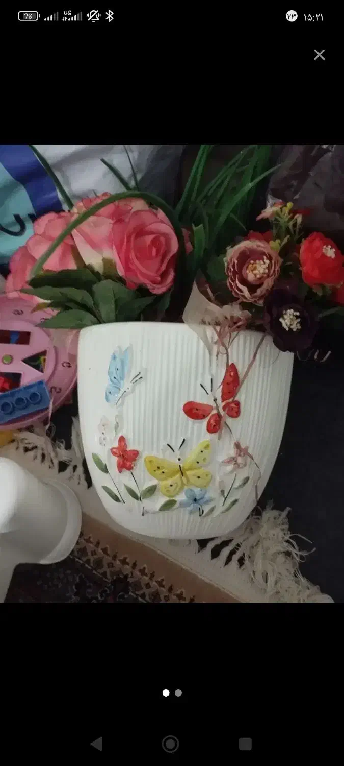 دوعدد گلدون|گل مصنوعی|کوچصفهان, |دیوار