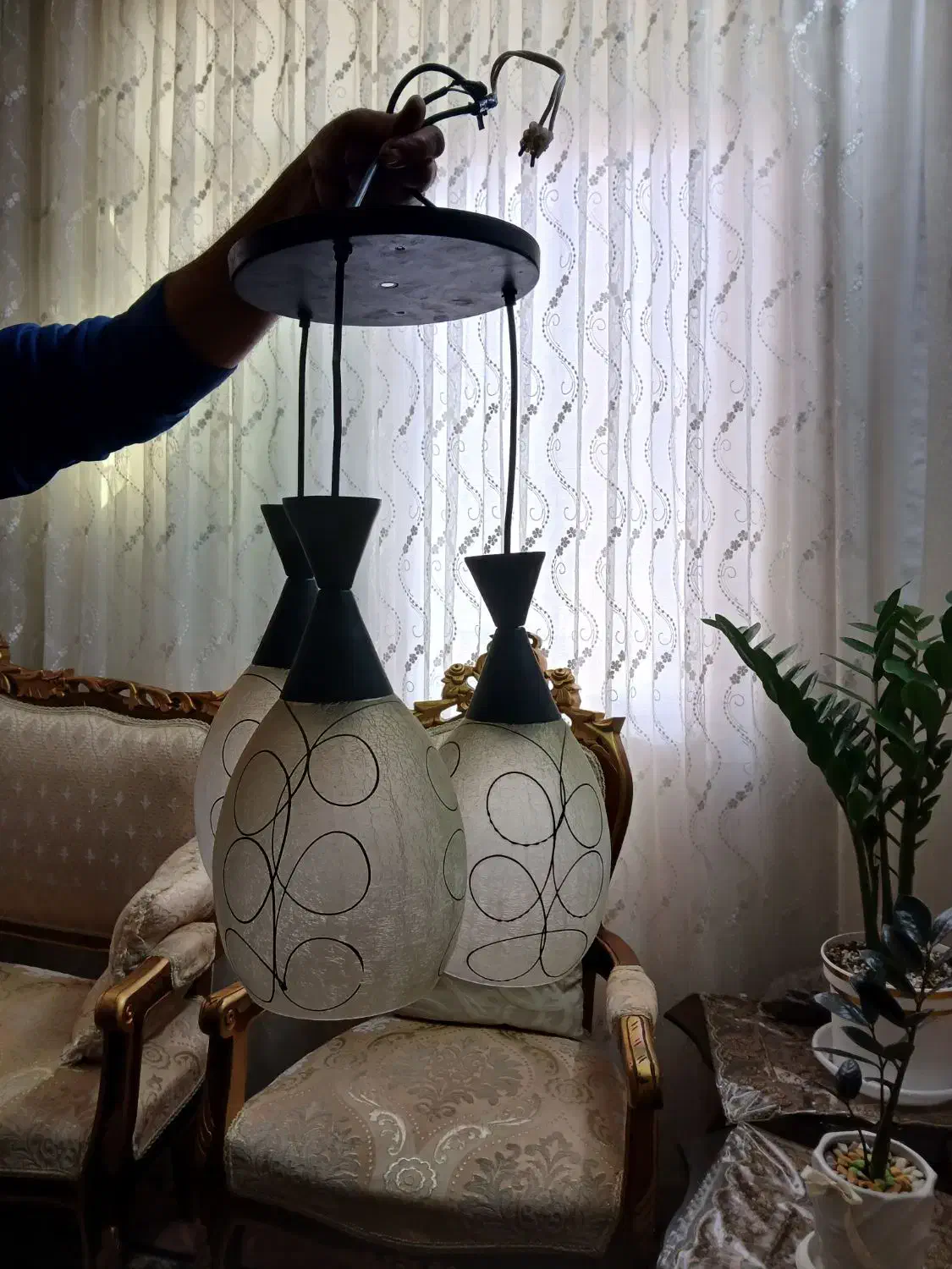 لوستر سه شاخه|لوستر و چراغ آویز|قم, باجک سه|دیوار