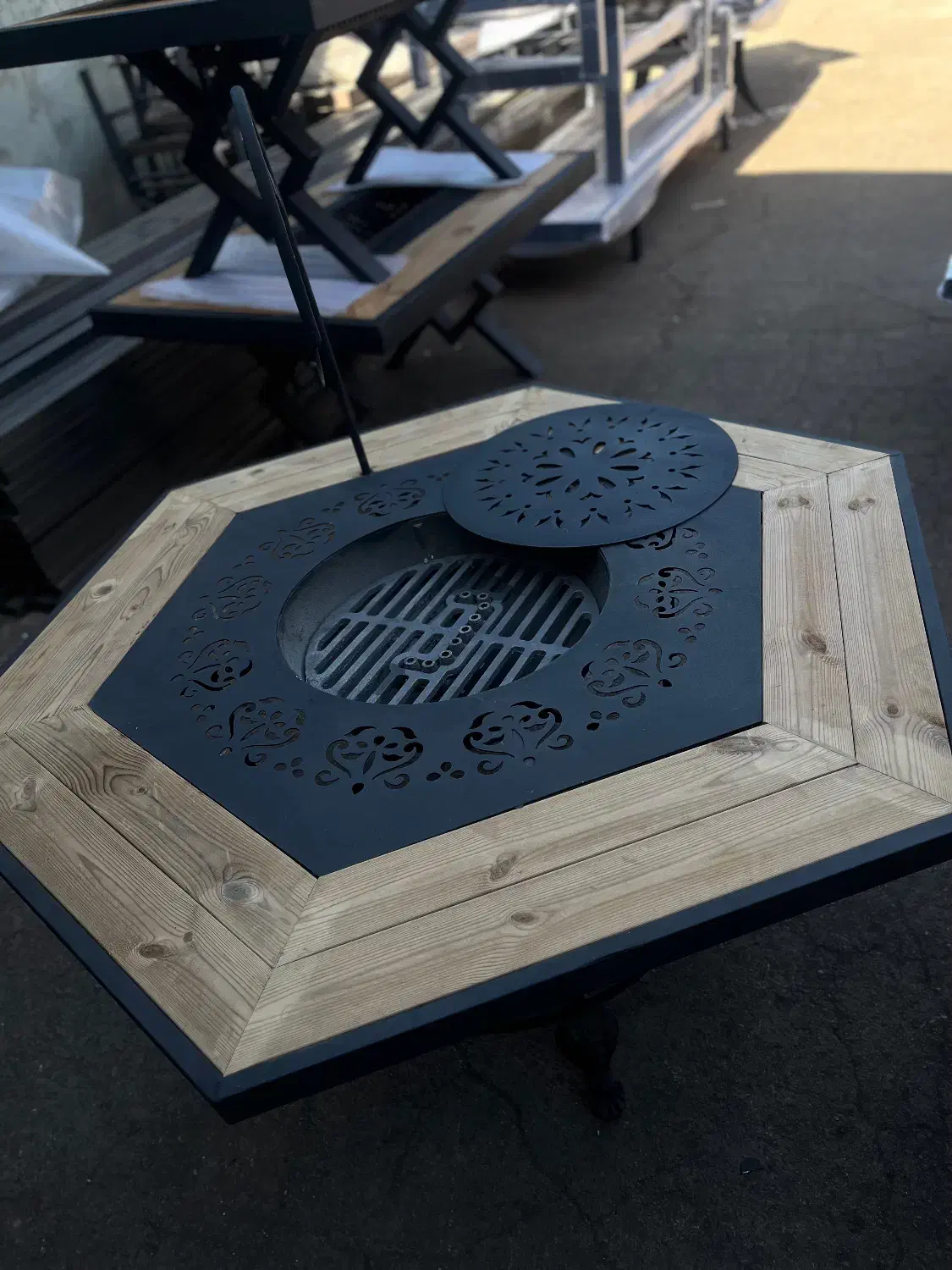 میز اتشدان شش ضلعی دو حالته گازی هیزمی|بخاری، هیتر، شومینه|تهران, صفا|دیوار