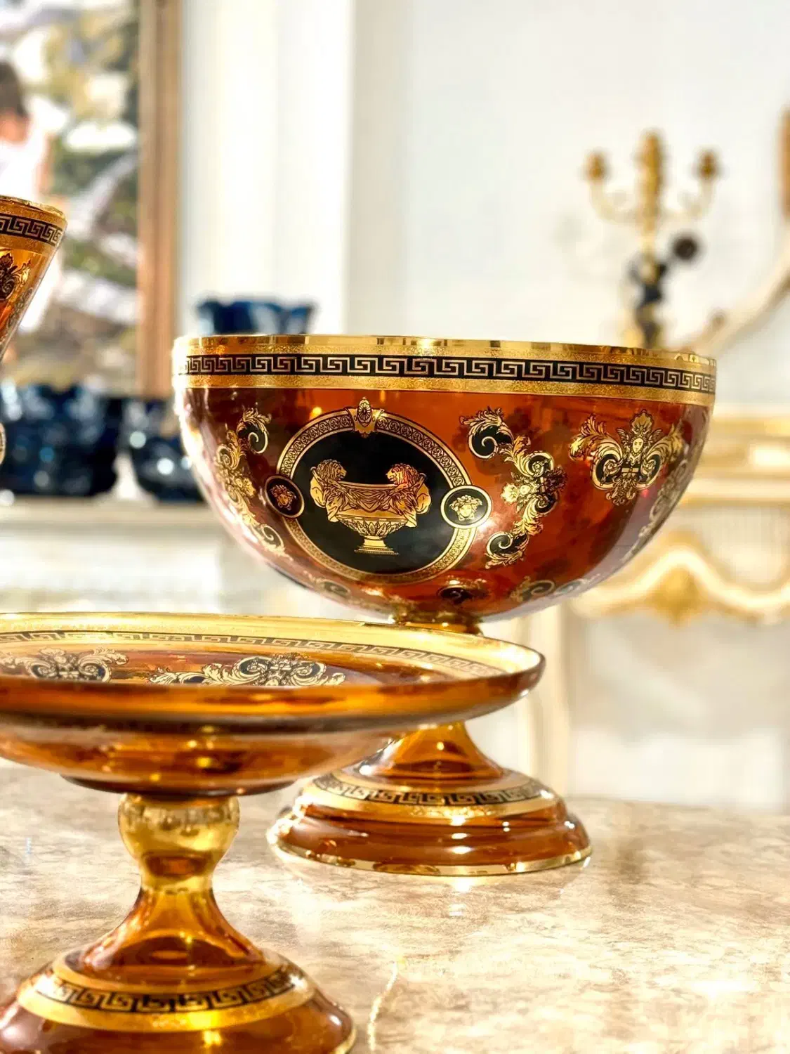 پذیرایی طلاکوب جهیزیه کریستال نودکور چک لاسترعسلی|ظروف سرو و پذیرایی|تهران, هفت حوض|دیوار