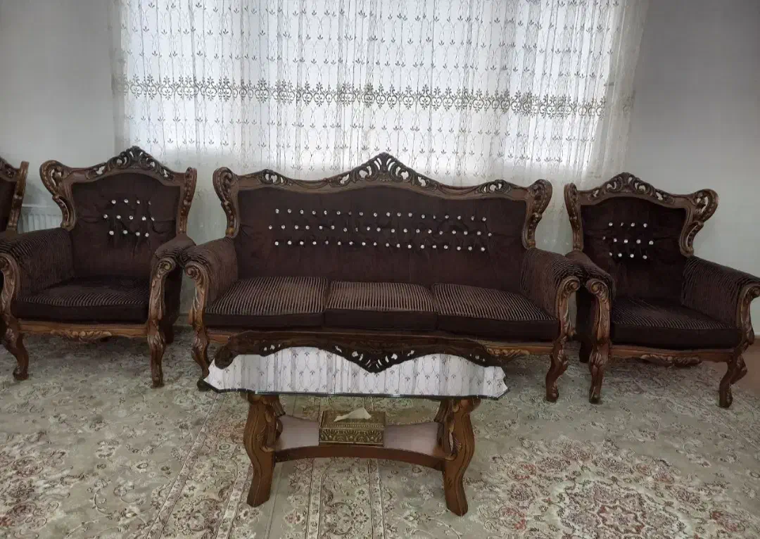 مبل استیل9نفره چوب راش سلطنتی|مبلمان خانگی و میز عسلی|قرچک, مهدیه|دیوار