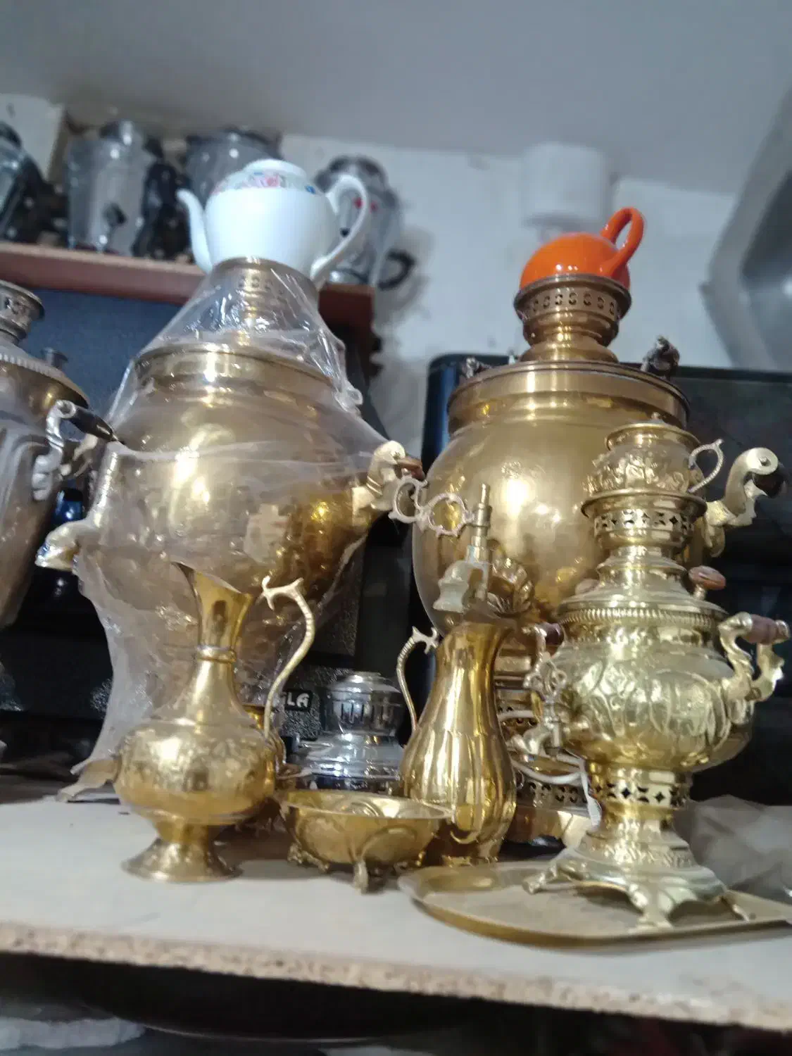 سماور برقی و ذغالی برنجی|سماور، چای‌ساز، قهوه‌ساز|کاشمر, |دیوار