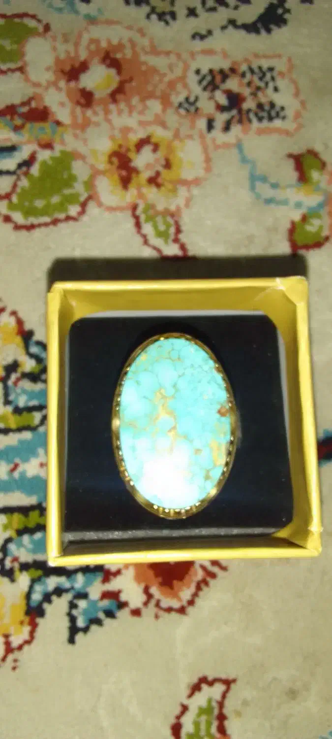 انگشتر فیروزه نیشابور رگه طلایی|جواهرات|سمنان, |دیوار