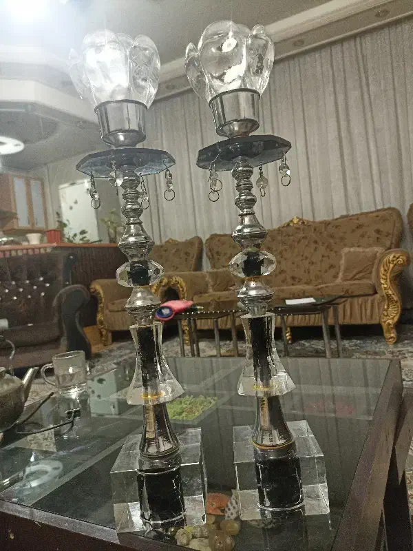 دو عدد شمعدونی شیشهای سیصد و پنجاه هزار تومان|چراغ خواب و آباژور|قم, باجک سه|دیوار