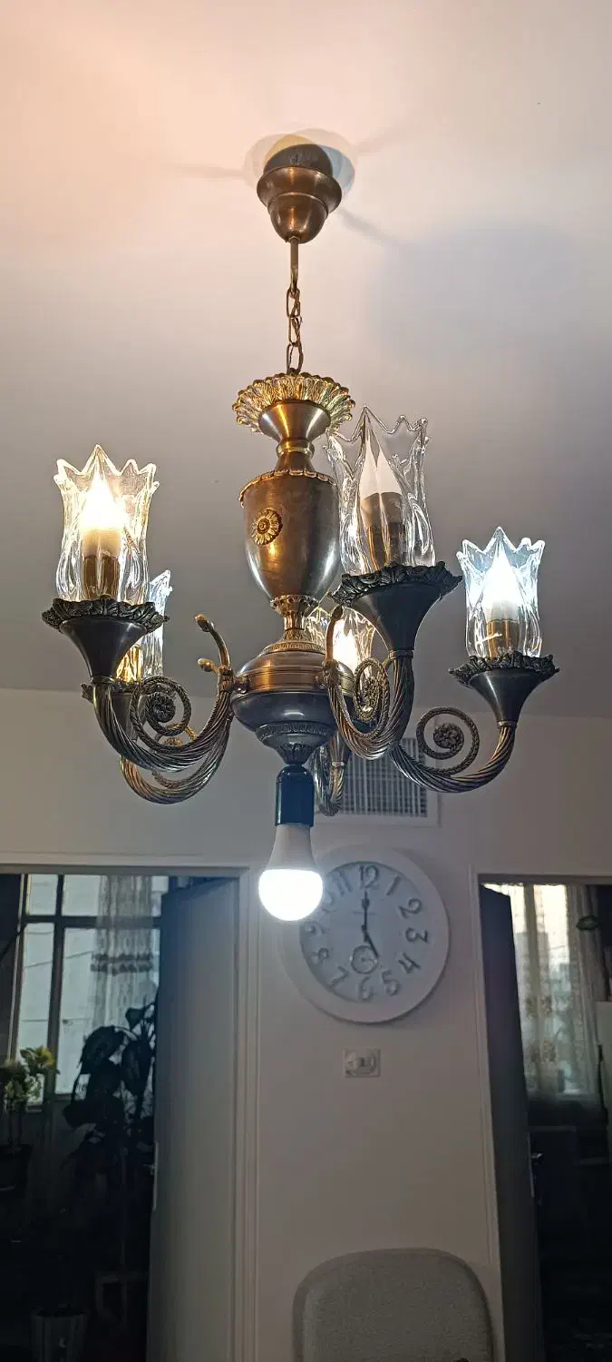 لوستر برنز ۵ شاخه|لوستر و چراغ آویز|فردیس, فردیس|دیوار