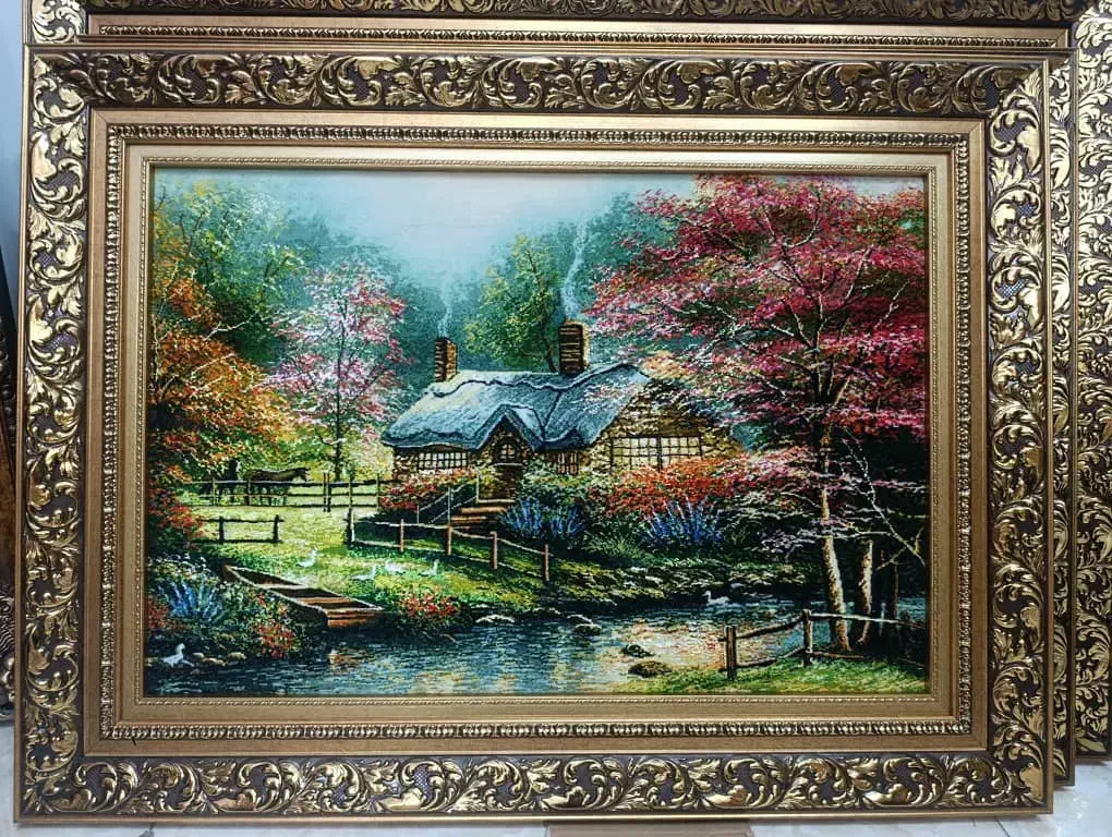 تابلو فرش چله ابریشم منظره/فروشگاه ماندگار اقساطی|تابلو فرش|تهران, بوستان جنگلی لویزان|دیوار