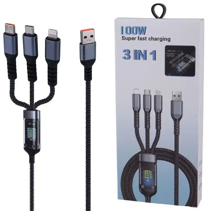 کابل ۳ کاره سوپر فست شارژ ۱۰۰ وات|لوازم جانبی موبایل و تبلت|مریوان, |دیوار