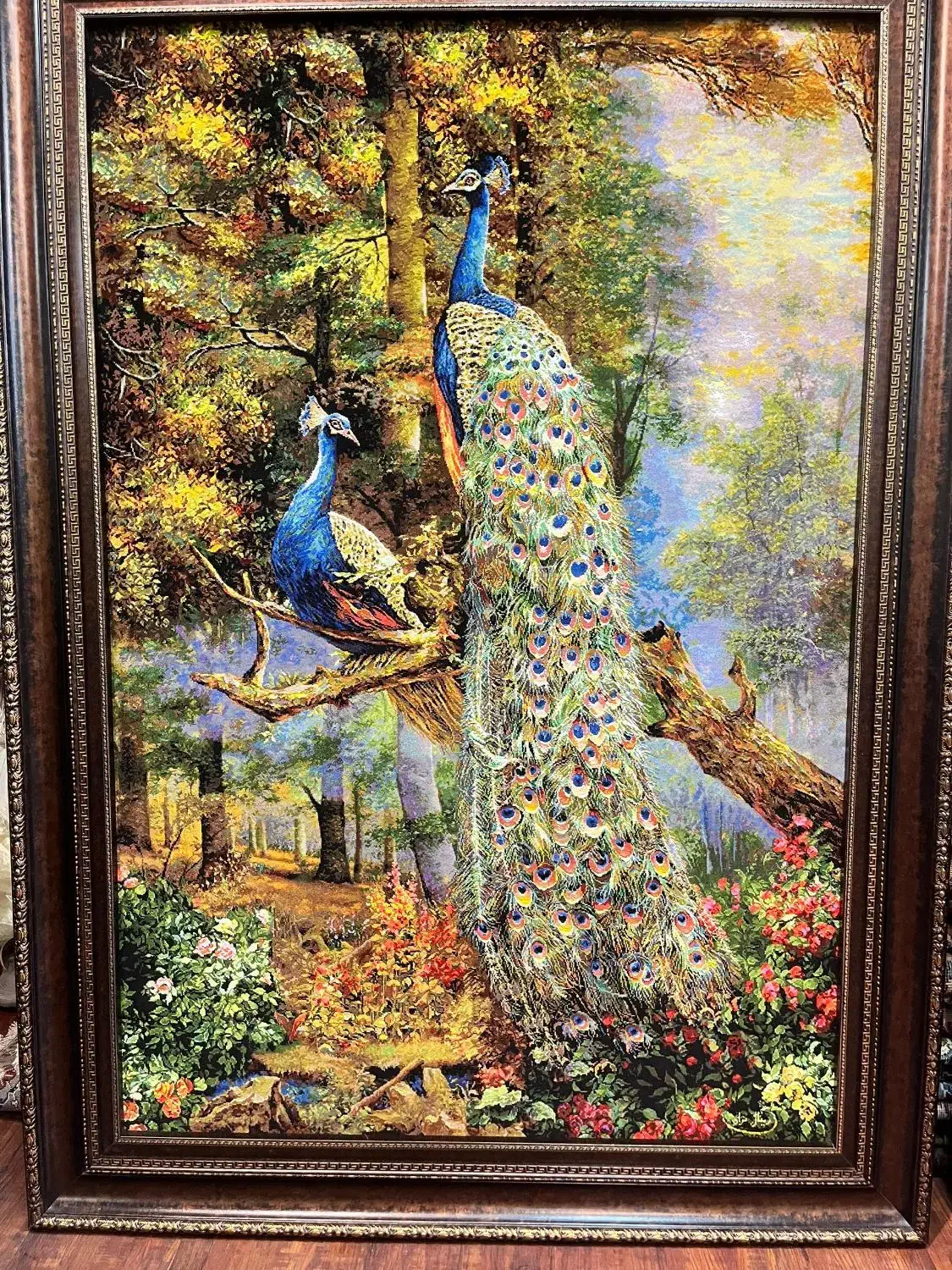 تابلو طاوس ۶۰ رج  تبریز چله ابریشم|تابلو فرش|تهران, بازار|دیوار