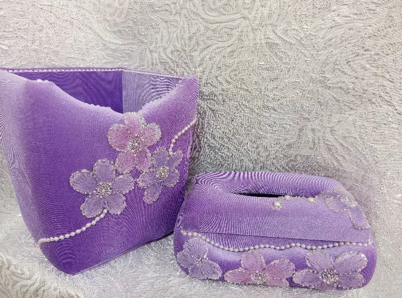 سطل و جای دستمال کاغذی مخملی|صنایع دستی و سایر لوازم تزئینی|تهران, بهداشت|دیوار