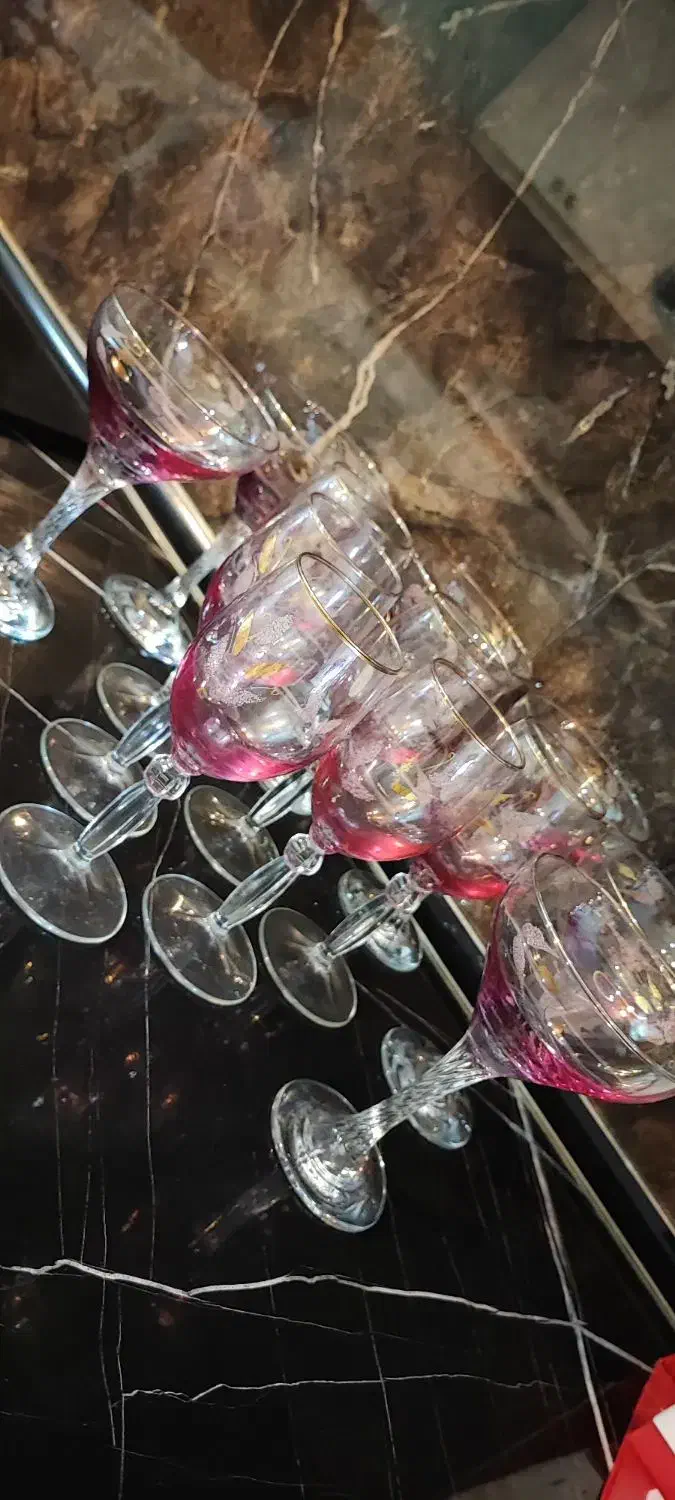 ۲دست جام رنگی ترک با پارچ امپراتوررنگی تراش فرانسه|ظروف سرو و پذیرایی|مشهد, آبکوه|دیوار