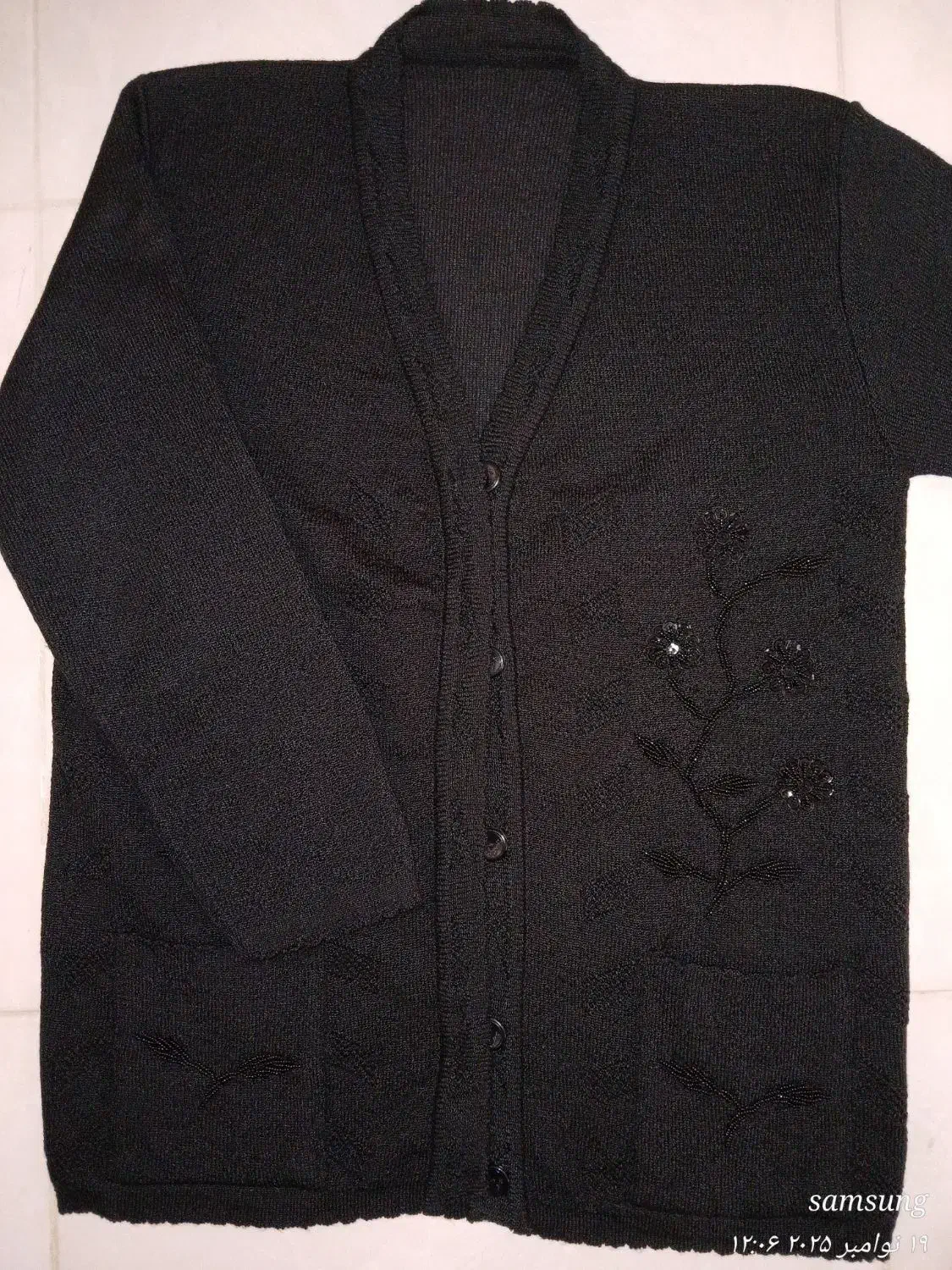 ژاکت بافت جلو باز مشکی زنانه|لباس|سنندج, |دیوار