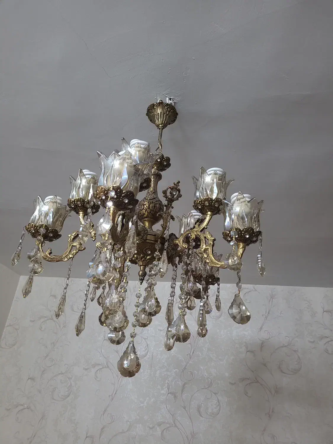 لوستر برنز ۱۰ شاخه|لوستر و چراغ آویز|ری, سیزده آبان|دیوار