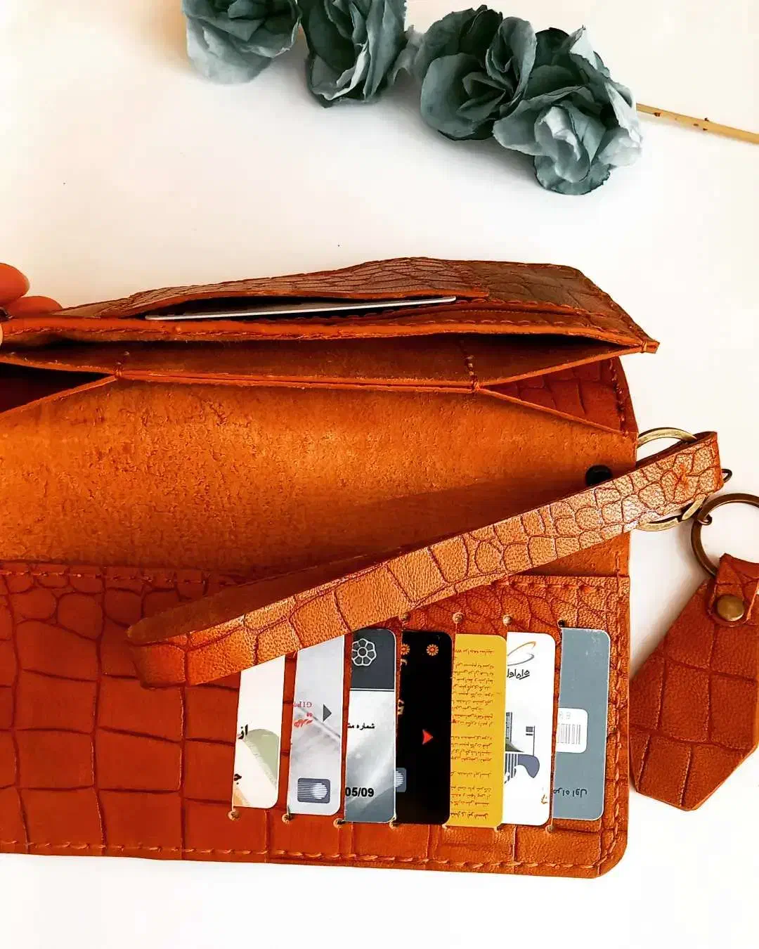 کیف پول وگوشی چرم طبیعی درجه یک دستددز|کیف، کفش، کمربند|ارسنجان, |دیوار