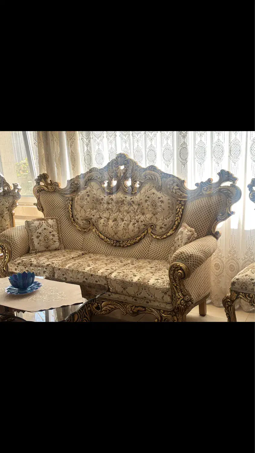 مبلمان سلطنتی استیل چوب راش منبت زیبا ورق طلا|مبلمان خانگی و میز عسلی|تهران, چیتگر شمالی|دیوار