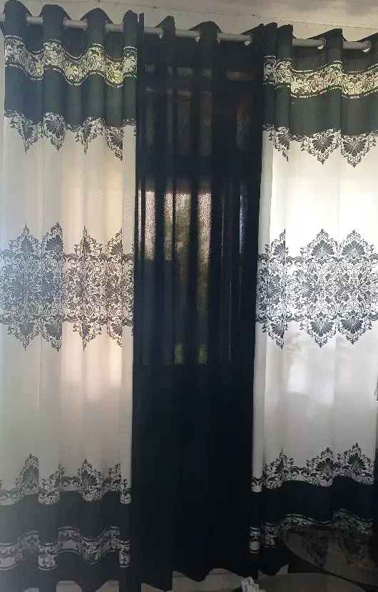 پرده پانجی سه تیکه .جفت برای دو پنجره|پرده، رانر، رومیزی|رضوانشهر, |دیوار