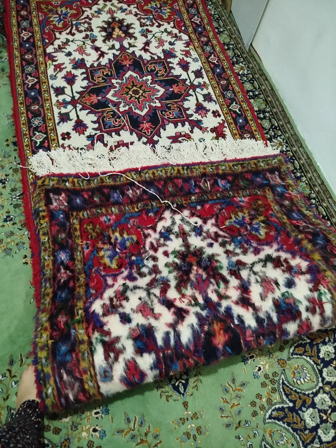 فرش دستبافت هریس.کناره|فرش|اهر, |دیوار