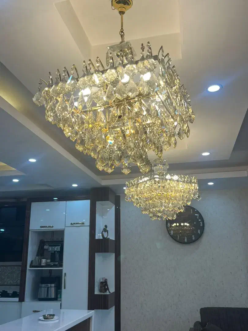 لوستر پذیرایی طلایی|لوستر و چراغ آویز|اهواز, کیانشهر|دیوار