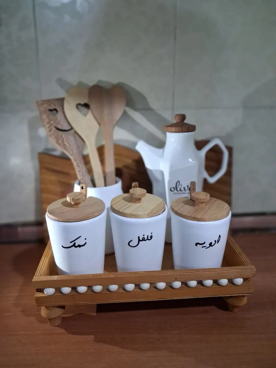 ست سرامیکی و چوبی|ظروف سرو و پذیرایی|تاکستان, |دیوار