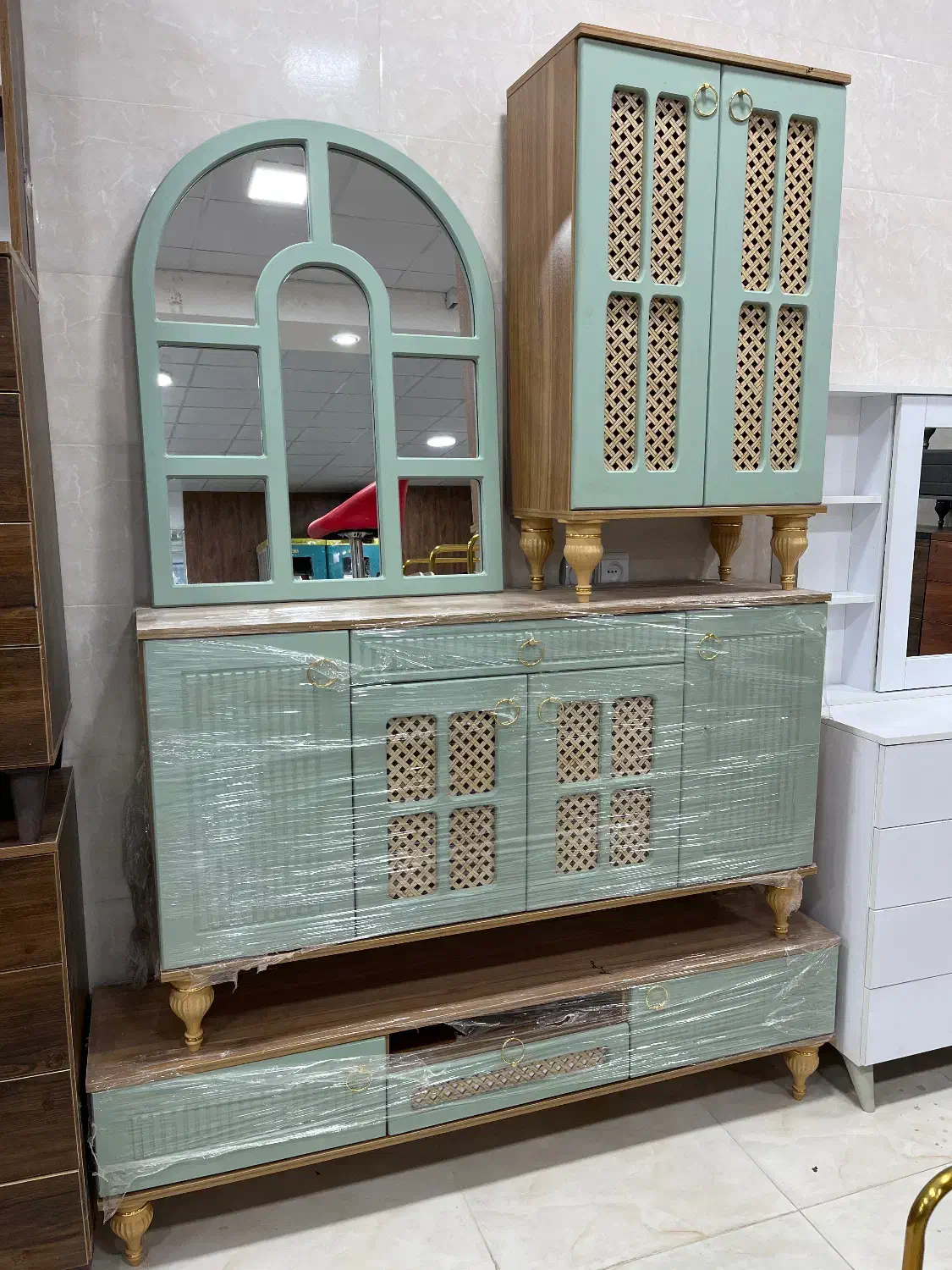 انواع ست آیینه و کنسول جاکفشی و میز تلویزیون|بوفه، ویترین، کنسول|رفسنجان, |دیوار