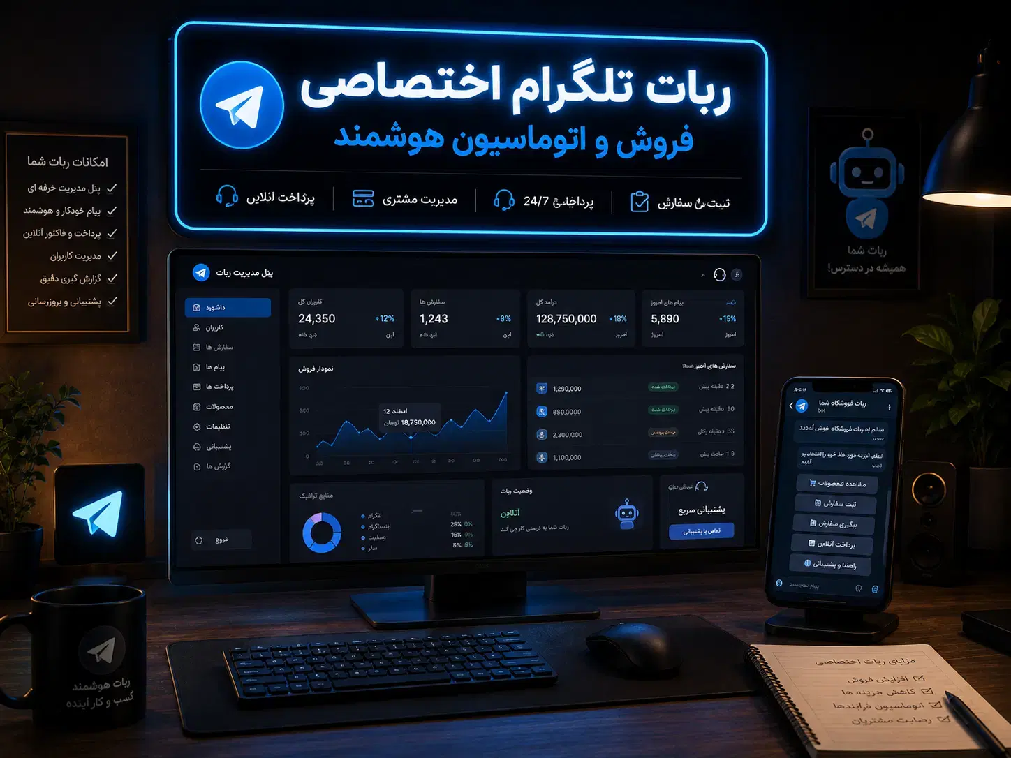 طراحی ربات تلگرام اختصاصی و اتوماسیون|خدمات رایانهای و موبایل|تهران, شهرک آزمایش|دیوار