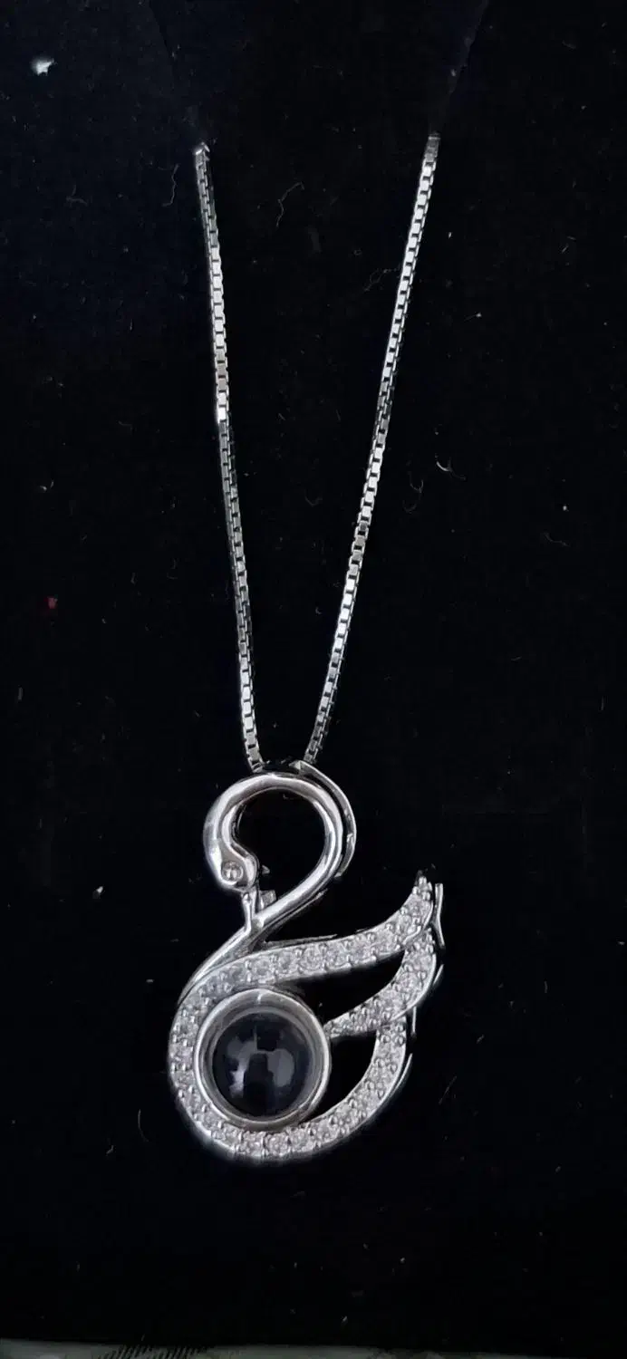 گردنبند نقره طرح قو با نگین دوستت دارم|جواهرات|یاسوج, |دیوار