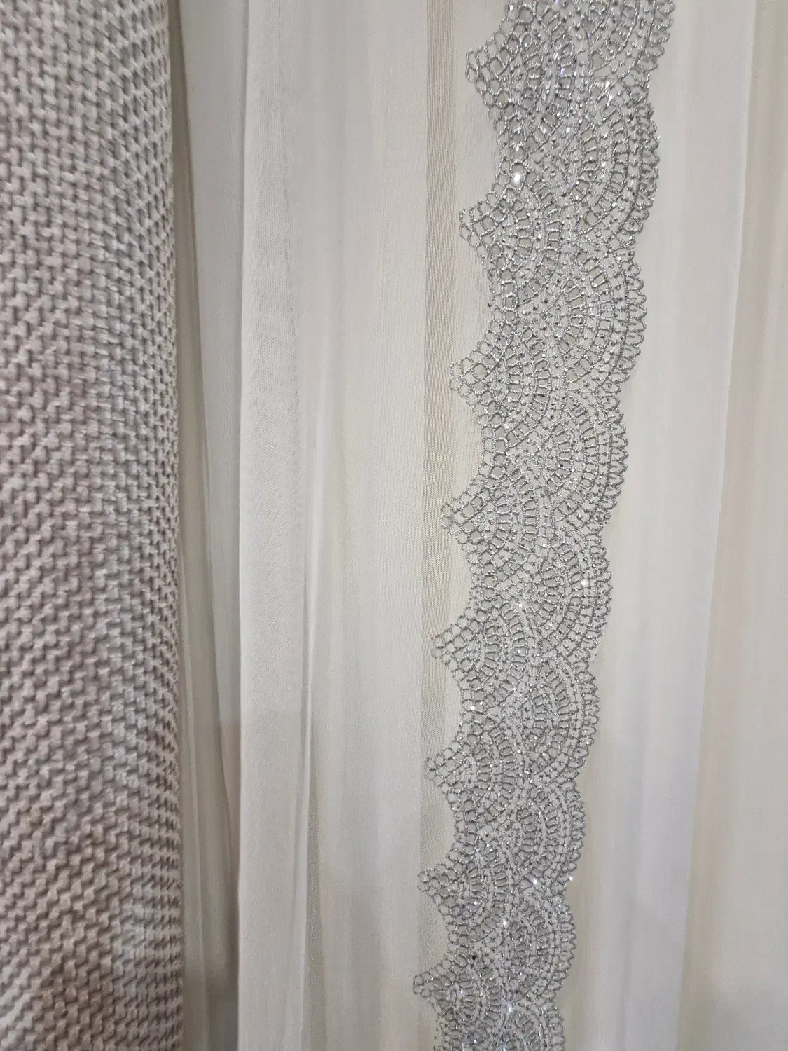 پرده والانهای تور ترک لبه حاشیه تمام گلدوزی|پرده، رانر، رومیزی|تهران, شهرک آزمایش|دیوار