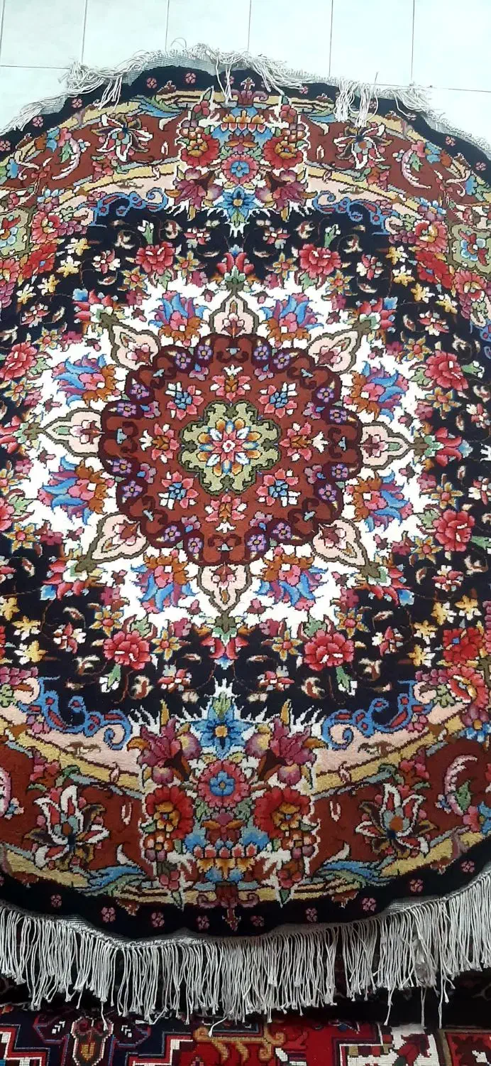 جفت فرش دستباف دایره به قطر ۲ متر سالاری رج ۳۰|فرش|تبریز, |دیوار