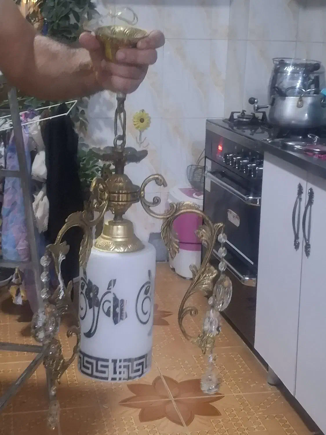 لوستر برنجی اشپزخانه|لوستر و چراغ آویز|قرچک, زیبا شهر|دیوار