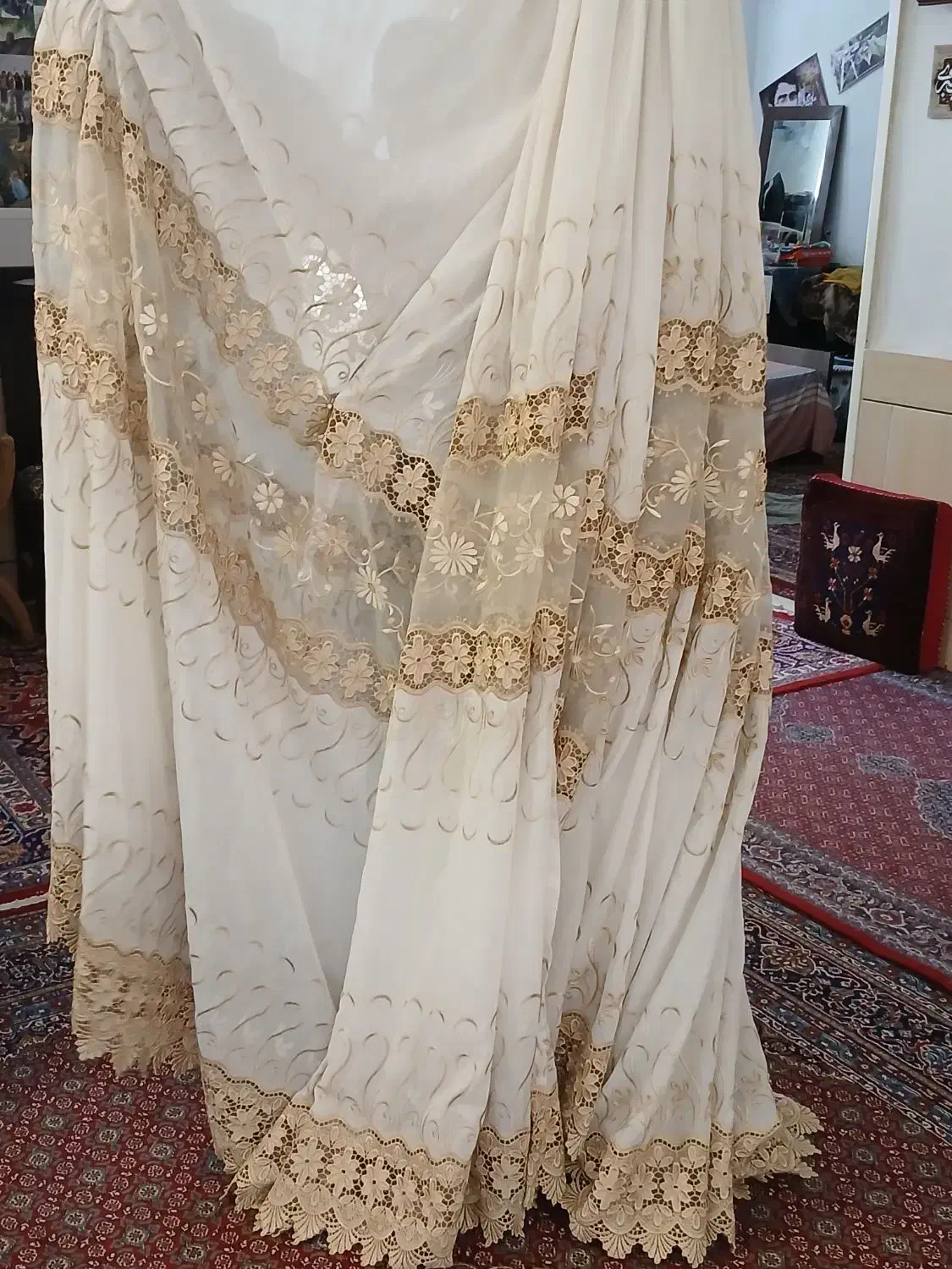 پرده کتون و گیپور تمیز ۱۸ متر و پرده ۱۵ متری  نونو|پرده، رانر، رومیزی|گناباد, |دیوار