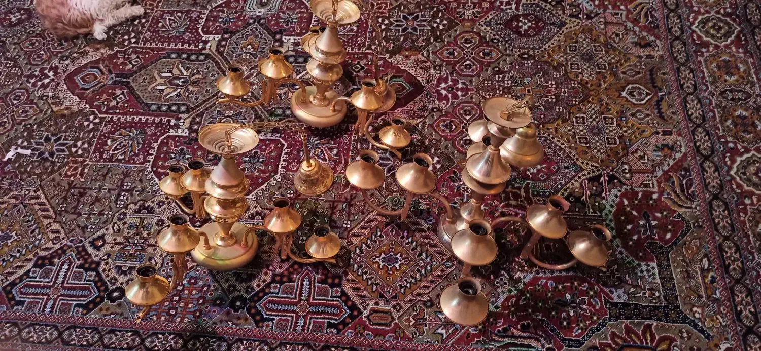 لوستر برنجی|لوستر و چراغ آویز|ارومیه, |دیوار