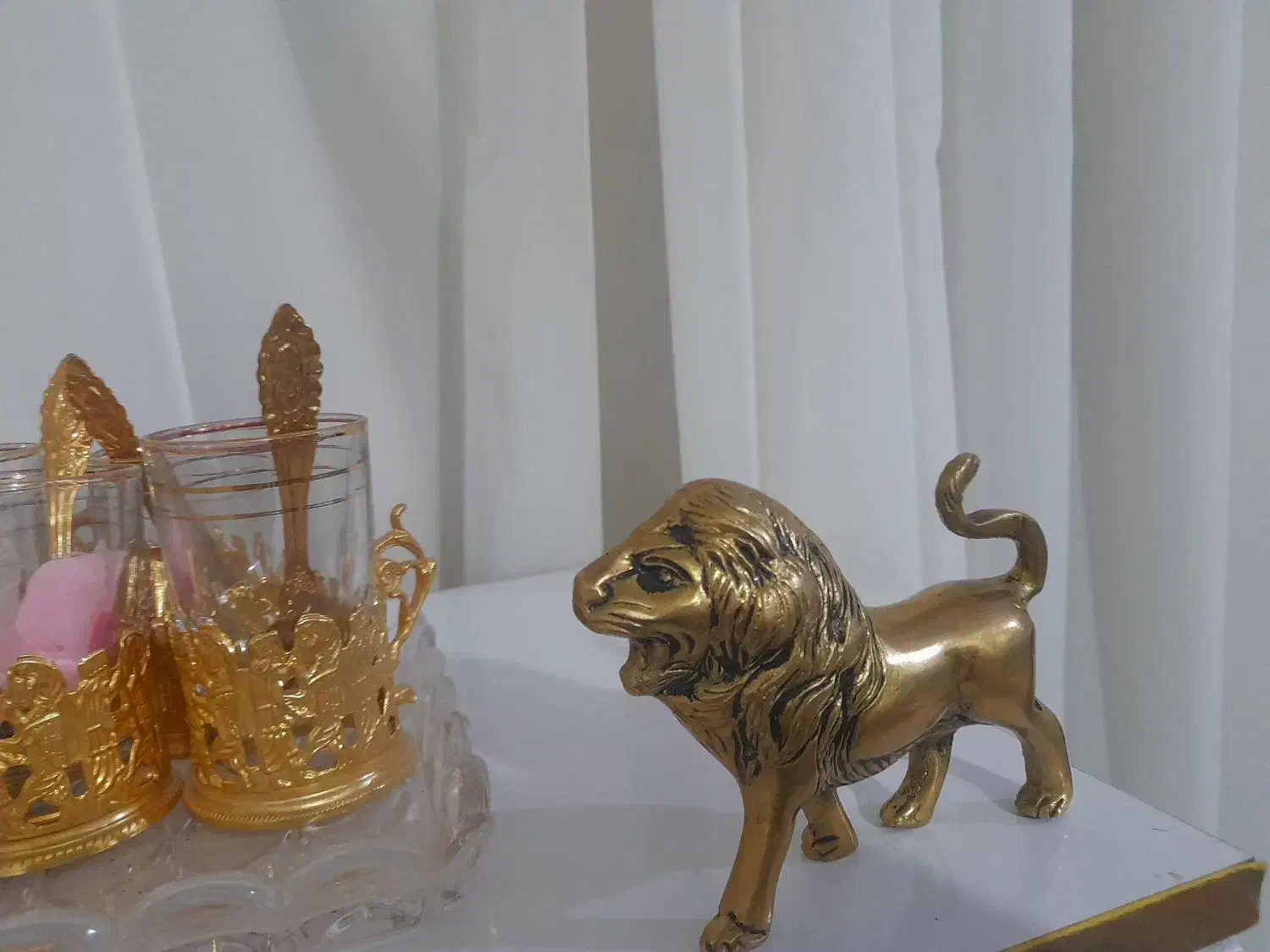 مجسمه شیر  برنجی عتیقه|کلکسیون اشیاء عتیقه|مشهد, نوده|دیوار