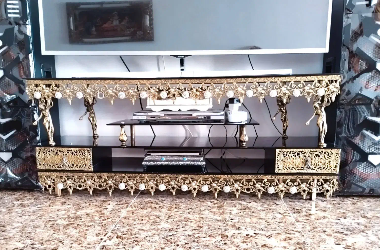 آینه‌کنسول،ساعت‌ومیزTVبرنز|بوفه، ویترین، کنسول|ایوان, |دیوار