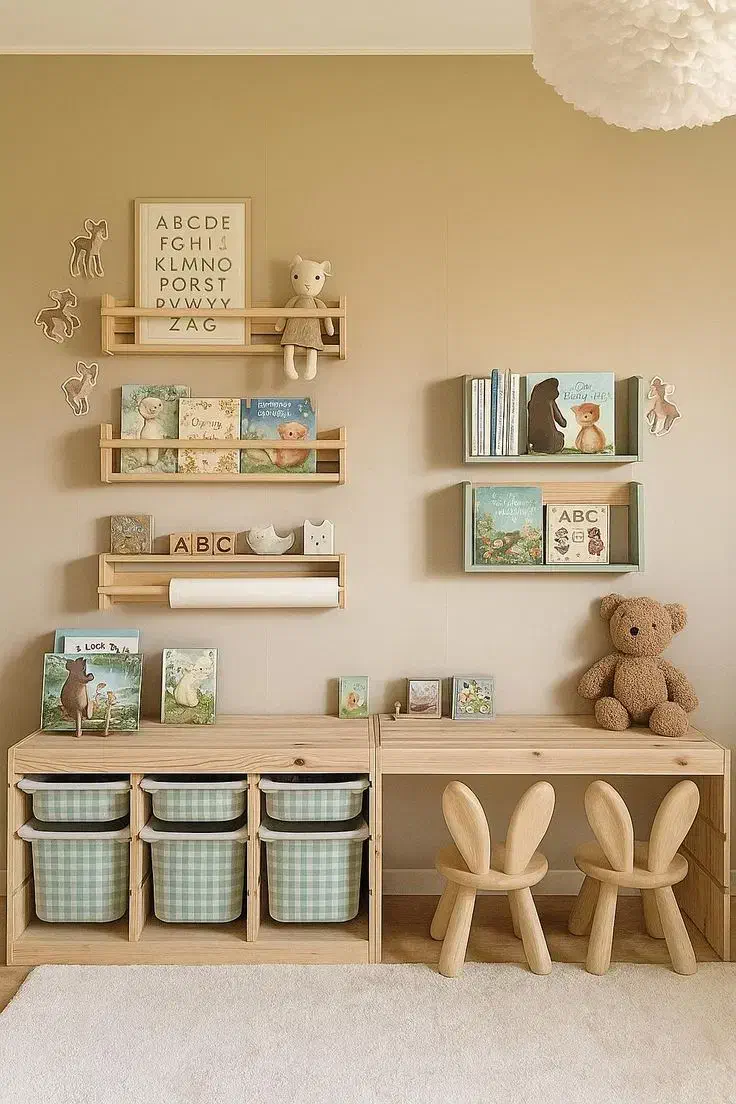 طبقات چوبی و بوفه شلفای چوبی|کتابخانه، شلف، قفسه‌های دیواری|اهواز, کمپلو شمالی|دیوار