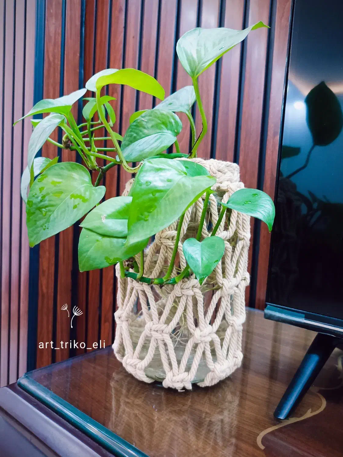 مکرومه آویز چوبی جهیزیه آشپزخانه|سفره، حوله، دستمال آشپزخانه|مشهد, حجاب (شهرک غرب)|دیوار