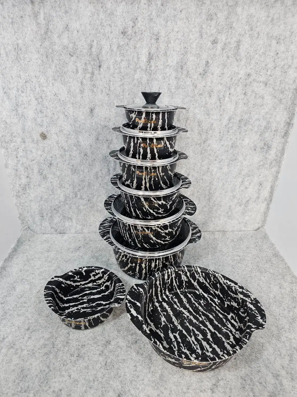 سرویس قابلمه 14پارچه سورنا پروانه ای نانو گرانیت|ظروف پخت‌وپز|قم, ولیعصر|دیوار