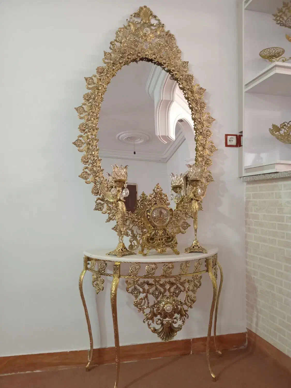 اینه کنسول برنزی|بوفه، ویترین، کنسول|تبریز, |دیوار