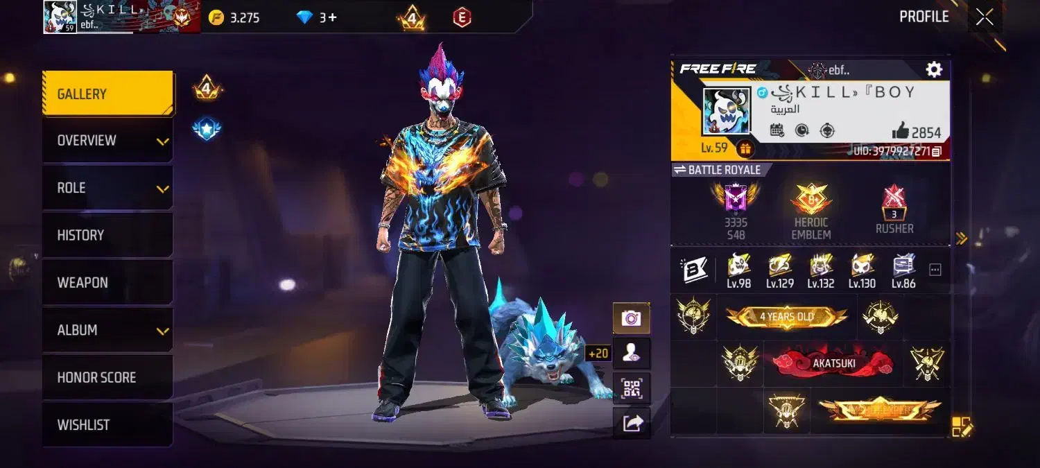 اکانت فری فایر فوری|کنسول، بازی ویدئویی و آنلاین|میانه, |دیوار