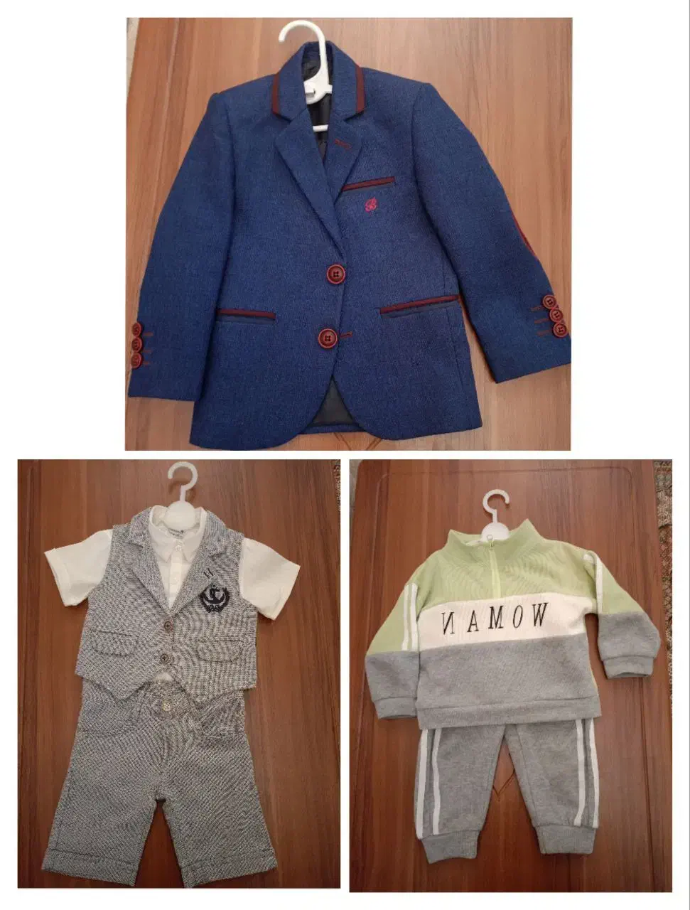 کت ترک و جلیقه بلوزو شلوارک مارک ترک وست طوسی|کفش و لباس بچه|ارومیه, |دیوار